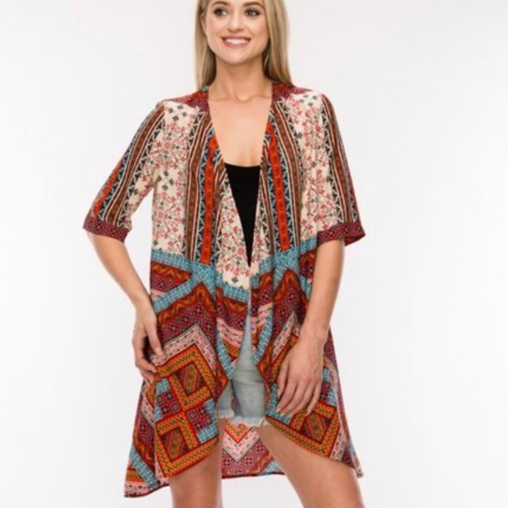 Red sunrise kimono